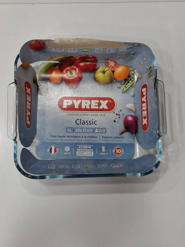 ظرف پیرکس مربعی Pyrex فرانسه ۲ لیتری مدل classic | مناسب فر، مایکروویو و فریزر