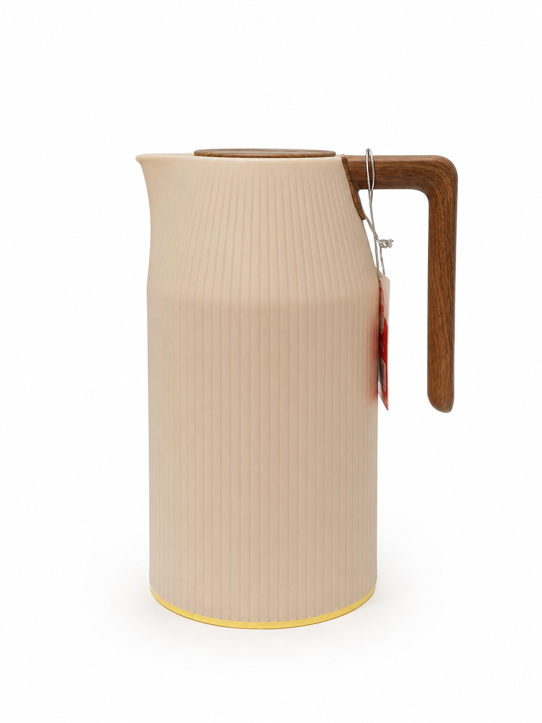 فلاسک شیشه‌ای ۱ لیتری ریگال (Regal) | دوجداره با دسته طرح چوب