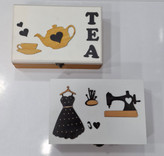 جعبه چوبی دکوراتیو چندمنظوره طرح TEA و خیاطی
