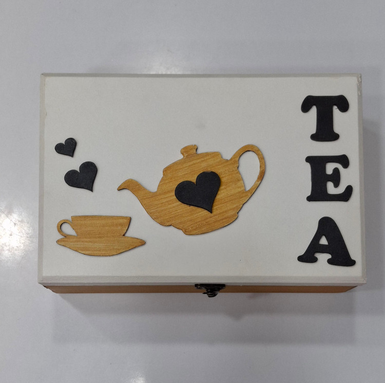 جعبه چوبی دکوراتیو چندمنظوره طرح TEA و خیاطی