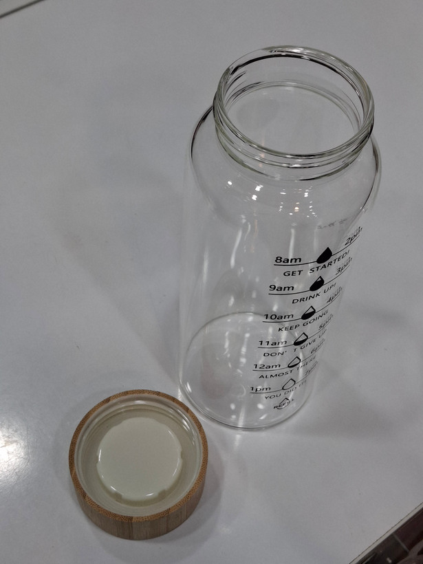 بطری پیرکس درب بامبو یک لیتری انگیزشی تایمدار مدل REFILL
