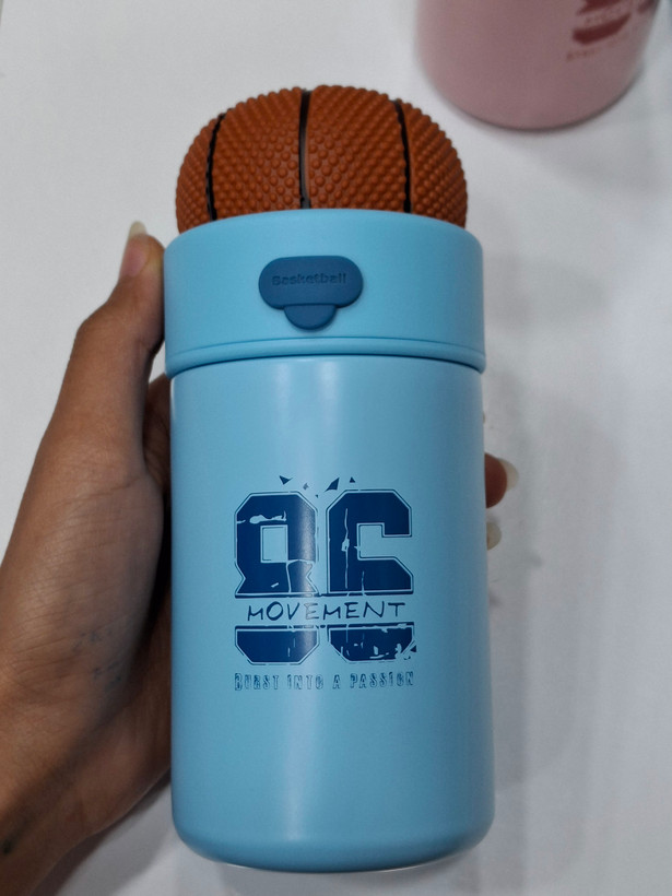 تراول ماگ ورزشی ۳۰۰ میلیلیتری | استیل ضدزنگ با طراحی بسکتبالی 🏀