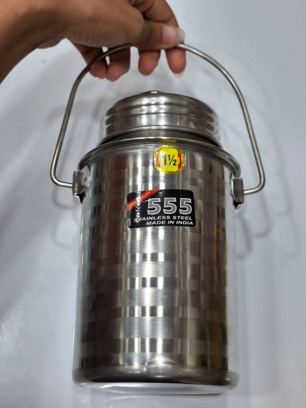 ظرف استیل دربپیچی دستهدار | ظرف نگهداری شیر، ماست و روغن