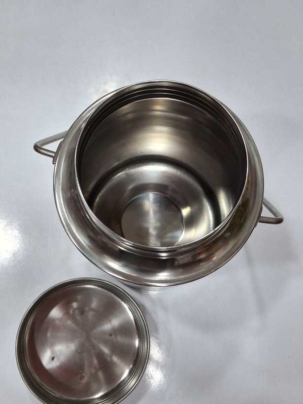 ظرف استیل دربپیچی دستهدار | ظرف نگهداری شیر، ماست و روغن