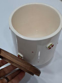 بانکه سرامیکی طرح آلبالو برجسته با درب چوبی