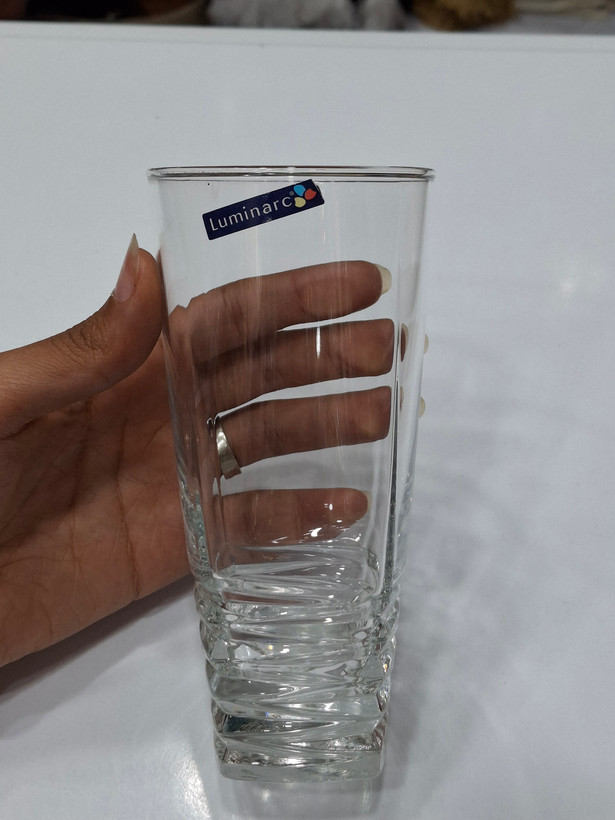 لیوان لومینارک فرانسه شفاف با پایه شیاردار | LUMINARC