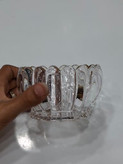 قندان بلوری شفاف طرحدار لب طلا