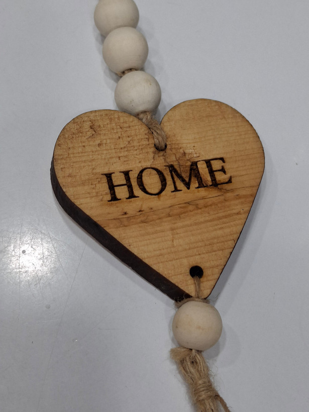 آویز مهرهای دکوری چوبی طرح قلب با نوشته Home