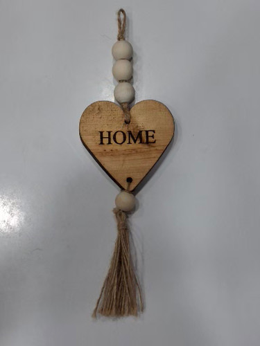 آویز مهرهای دکوری چوبی طرح قلب با نوشته Home