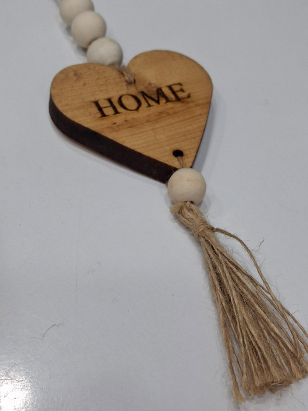 آویز مهرهای دکوری چوبی طرح قلب با نوشته Home